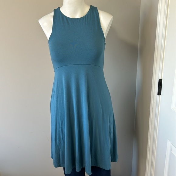 ATHLETA SANTORINI THERA Fit and Flare Dress Sleeveless Blue Green Sz XS - Picture 2 of 12